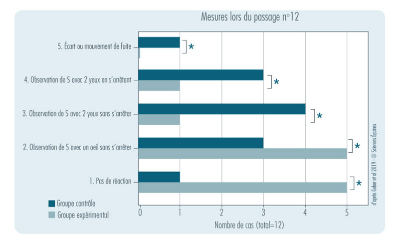 Tableau 2 : Scores de réaction par groupe lors du passage n°12 uniquement.
