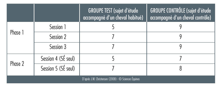 Tableau 3 : les chevaux réellement observés